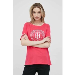 Bavlnené tričko Tommy Hilfiger ružová farba, vyobraziť