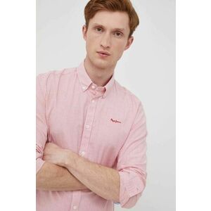 Košeľa Pepe Jeans Penzance D pánska, ružová farba, slim, s golierom button-down vyobraziť