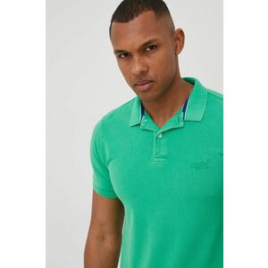 Bavlnené polo tričko Superdry zelená farba, jednofarebné vyobraziť