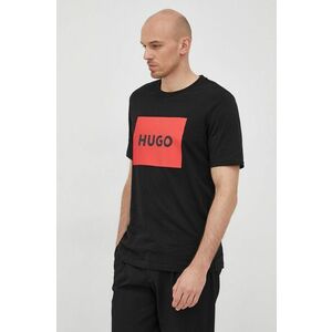 Bavlnené tričko HUGO čierna farba, s potlačou vyobraziť