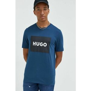 Bavlnené tričko HUGO tmavomodrá farba, s potlačou vyobraziť