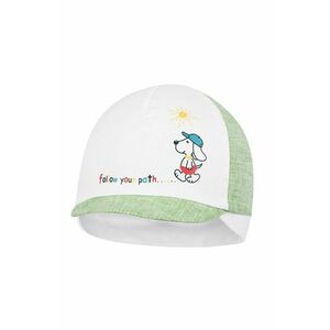 Detská čiapka Broel zelená farba biela, z tenkej pleteniny, vyobraziť