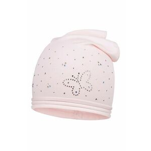 Detská čiapka Broel ružová farba biela, z tenkej pleteniny, vyobraziť