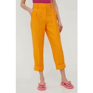 Nohavice Only dámske, oranžová farba, rovné, vysoký pás vyobraziť