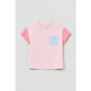 Detské bavlnené tričko OVS ružová farba, vyobraziť