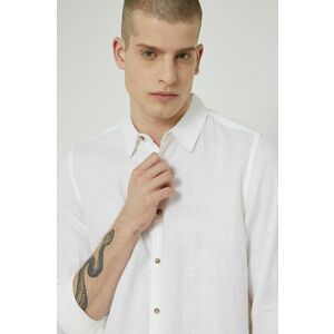 Ľanová košeľa Medicine pánska, biela farba, regular, s klasickým golierom vyobraziť