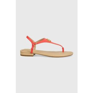Kožené sandále Lauren Ralph Lauren Ellington dámske, červená farba, vyobraziť