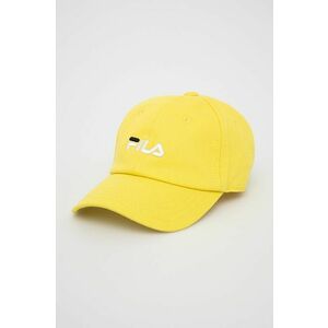 Detská čiapka Fila žltá farba, s nášivkou vyobraziť