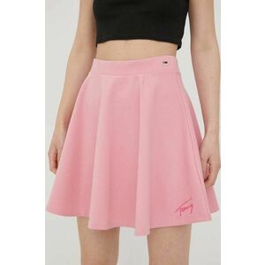 Sukňa Tommy Jeans ružová farba, mini, áčkový strih vyobraziť