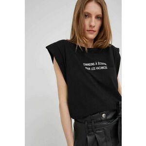 Bavlnené tričko Answear Lab čierna farba, vyobraziť