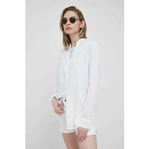 Bavlnená košeľa Pepe Jeans Helia dámska, biela farba, voľný strih, so stojačikom vyobraziť