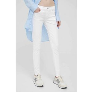 Nohavice Pepe Jeans Soho dámske, biela farba, priliehavé, stredne vysoký pás vyobraziť