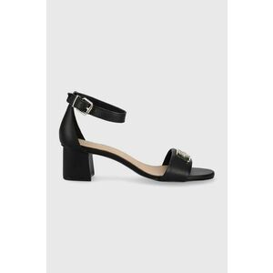 Kožené sandále Tommy Hilfiger dámske, čierna farba, na podpätku vyobraziť