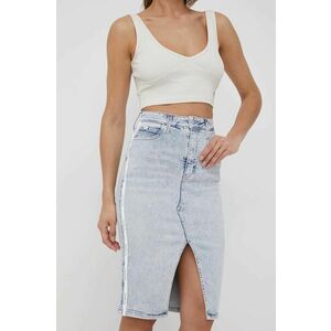 Rifľová sukňa Calvin Klein Jeans midi, rovný strih vyobraziť