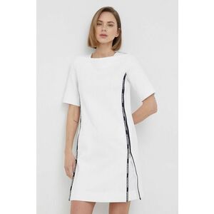 Šaty Emporio Armani biela farba, mini, rovný strih vyobraziť