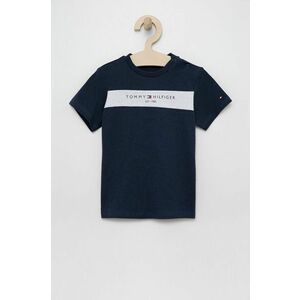 Detské bavlnené tričko Tommy Hilfiger tmavomodrá farba, melanžový vyobraziť