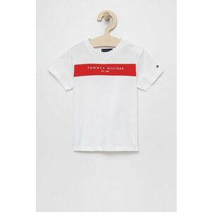 Detské bavlnené tričko Tommy Hilfiger biela farba, melanžový vyobraziť