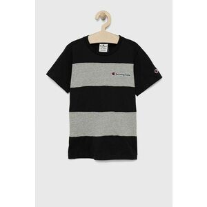 Detské bavlnené tričko Champion 305959 čierna farba, s nášivkou vyobraziť