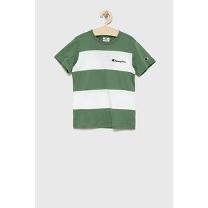 Detské bavlnené tričko Champion 305959 zelená farba, s nášivkou vyobraziť