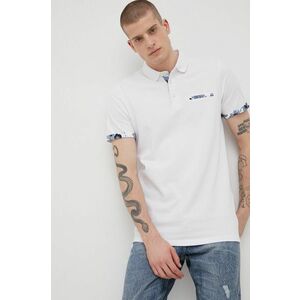 Bavlnené polo tričko Produkt by Jack & Jones biela farba, jednofarebné vyobraziť