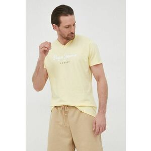 Bavlnené tričko Pepe Jeans Eggo V N žltá farba, s potlačou vyobraziť