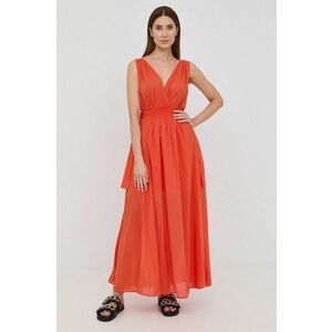 Bavlnené šaty Marella oranžová farba, maxi, áčkový strih vyobraziť