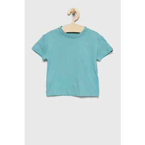 Detské bavlnené tričko Levi's tyrkysová farba, jednofarebný vyobraziť