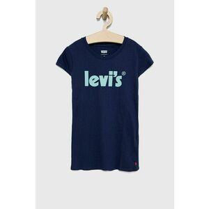 Detské bavlnené tričko Levi's tmavomodrá farba, vyobraziť