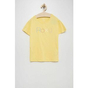 Detské bavlnené tričko Roxy žltá farba, vyobraziť