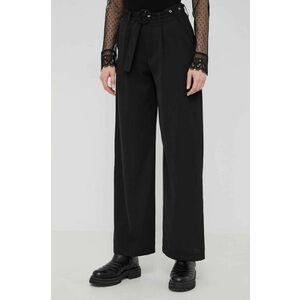 Nohavice Answear Lab dámske, čierna farba, široké, vysoký pás vyobraziť