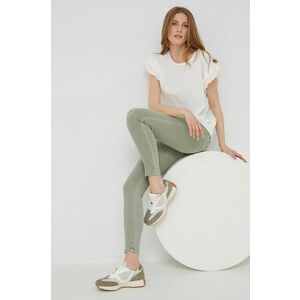 Nohavice Answear Lab dámske, zelená farba, priliehavé, stredne vysoký pás vyobraziť