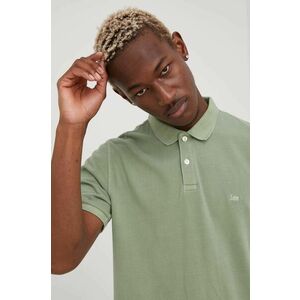 Bavlnené polo tričko Lee zelená farba, jednofarebné vyobraziť