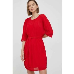 Šaty Armani Exchange červená farba, mini, rovný strih vyobraziť