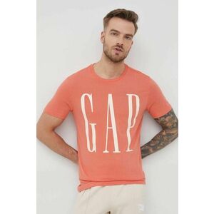 Bavlnené tričko GAP oranžová farba, s potlačou vyobraziť