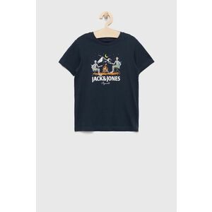 Detské bavlnené tričko Jack & Jones tmavomodrá farba, s potlačou vyobraziť