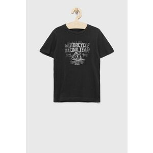 Detské bavlnené tričko Jack & Jones čierna farba, s potlačou vyobraziť
