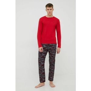 Bavlnené pyžamo Tommy Hilfiger červená farba, jednofarebná vyobraziť