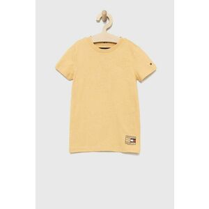 Detské bavlnené tričko Tommy Hilfiger žltá farba, jednofarebný vyobraziť