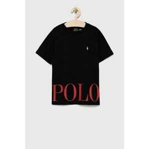 Detské bavlnené tričko Polo Ralph Lauren čierna farba, s potlačou vyobraziť