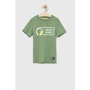 Detské bavlnené tričko Jack & Jones zelená farba, s potlačou vyobraziť