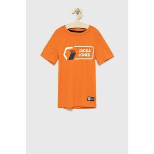 Detské bavlnené tričko Jack & Jones oranžová farba, s potlačou vyobraziť