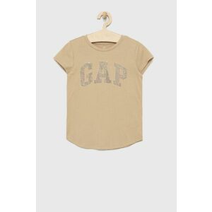 Detské bavlnené tričko GAP hnedá farba, vyobraziť