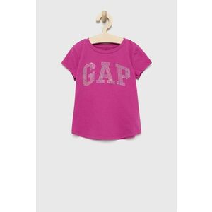 Detské bavlnené tričko GAP fialová farba, vyobraziť