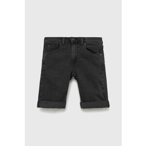 Detské rifľové krátke nohavice Pepe Jeans čierna farba, nastaviteľný pás vyobraziť
