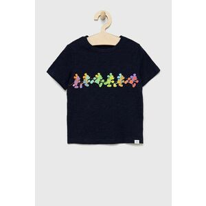 Detské bavlnené tričko GAP tmavomodrá farba, s potlačou vyobraziť