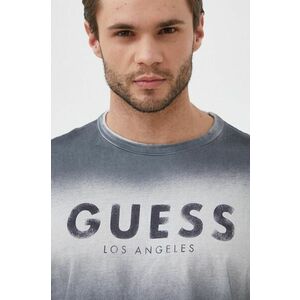 Bavlnené tričko Guess šedá farba, s potlačou vyobraziť