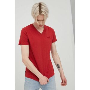 Bavlnené tričko Superdry červená farba, jednofarebné vyobraziť