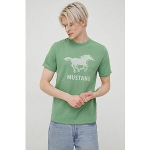 Bavlnené tričko Mustang zelená farba, s potlačou vyobraziť