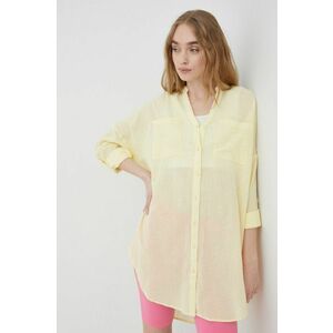 Bavlnená košeľa Vero Moda dámska, žltá farba, voľný strih, vyobraziť
