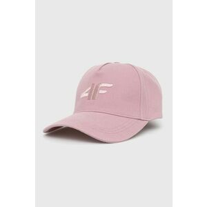 Bavlnená čiapka 4F ružová farba, s nášivkou vyobraziť